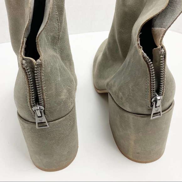 LUCKY BRAND Ravynn Gray Leather Upper Block Heel Ankle Boots, Size 12 - Picture 7 of 12